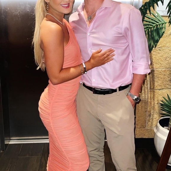 Orange ruched midi dress - Picture 2 of 2